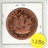 Image 1 : 1970 Canada Half Penny - .999 Fine Copper 1 Ounce AVDP.