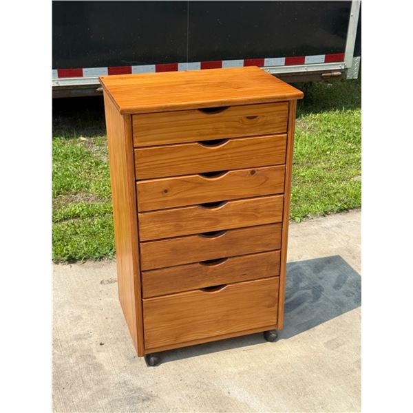 WOOD SEVEN DRAWER ORGANIZING CABINET