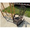 Image 2 : ANTIQUE BENTWOOD HICKORY AND OAK TWIG ROCKER AND LOG WOOD TABLE