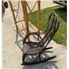 Image 3 : ANTIQUE BENTWOOD HICKORY AND OAK TWIG ROCKER AND LOG WOOD TABLE