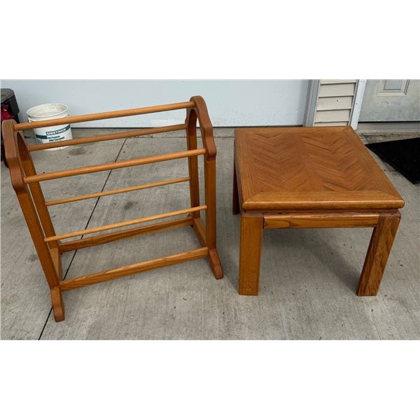 BLANKET/QUILT RACK AND END TABLE