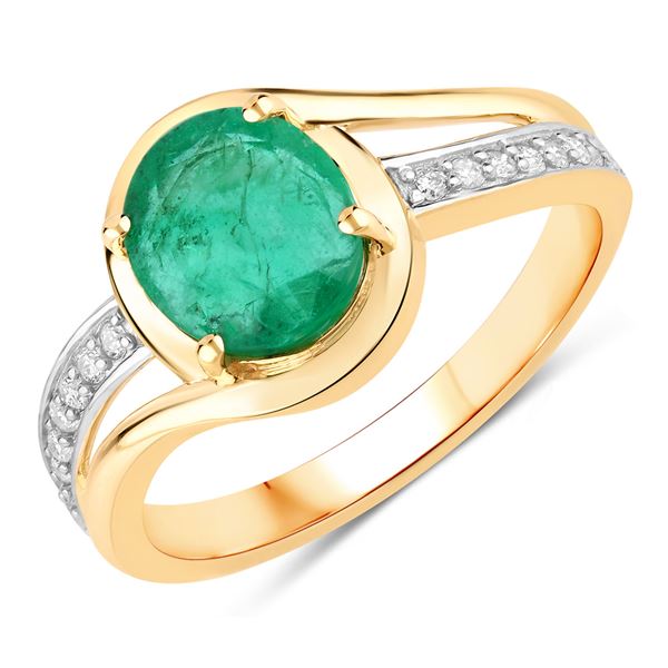 Zambian Emerald and Diamond Bypass Swirl Ring -May