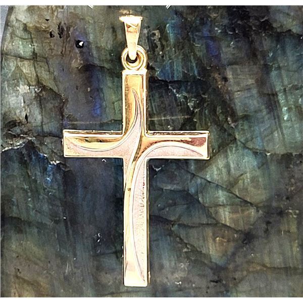 Stylized Cross Pendant 14K Yellow and White Gold