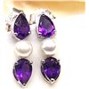 Image 1 : Amethyst and Cultured Pearl Drop Earrings