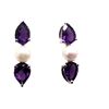 Image 2 : Amethyst and Cultured Pearl Drop Earrings