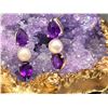 Image 7 : Amethyst and Cultured Pearl Drop Earrings