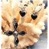 Image 4 : Signed HOB Black Onyx Cross and BONUS Earrings