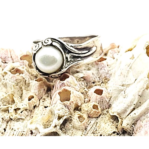 Hagit Gorali Brutalist Mabe'Pearl Ring .925 Israel