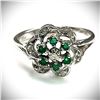 Image 1 : Emerald Cluster Ring with Diamond Swirl Halo