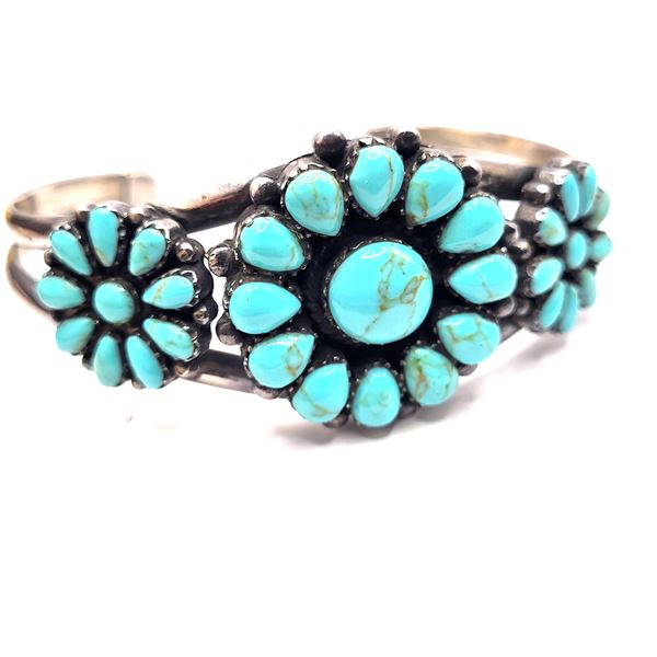 Ladies' Southwestern Turquoise Petit Point Cuff