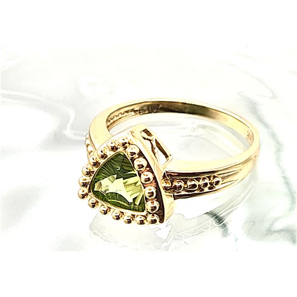 Fancy Trilliant-Cut Peridot Ring