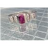 Image 4 : Ruby and Diamond Geometric Pyramid Ring - Modern