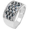 Image 1 : Blue and White Diamond Ring in Sterling Silver