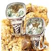 Image 1 : Green Amethyst and Diamond Earrings - Prasiolite