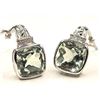 Image 7 : Green Amethyst and Diamond Earrings - Prasiolite