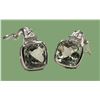 Image 8 : Green Amethyst and Diamond Earrings - Prasiolite