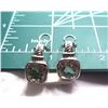Image 9 : Green Amethyst and Diamond Earrings - Prasiolite