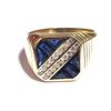 Image 4 : Man's Contemporary Blue Sapphire and Diamond Ring