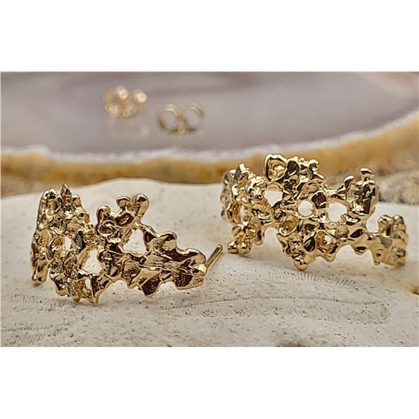 Vintage Lost Wax Cast Nugget Half Hoop Earring