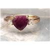 Image 3 : Heart-Shape Genuine Ruby & Diamond Sweetheart Ring