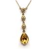 Image 1 : Lavalier Drop Citrine and Diamond Station Necklace
