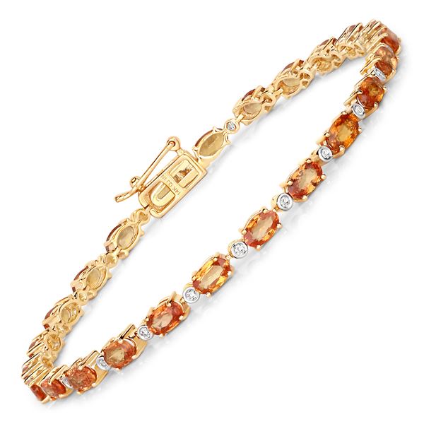 Warm Orange Sapphire and Diamond Eternity Bracelet