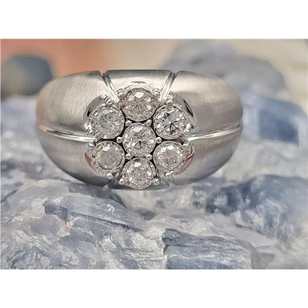 Man's Natural Seven-Diamond Cluster Halo Ring PLT