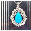 Image 2 : Unique Turquoise and Diamond Slice Frame Necklace