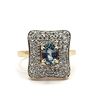 Image 1 : Light Blue Sapphire and Wide Diamond Frame Ring