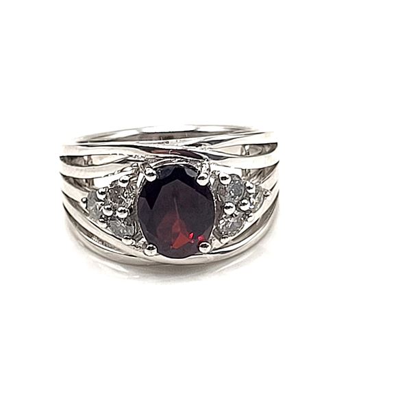 Certified Genuine Garnet and Natural Diamond Ring