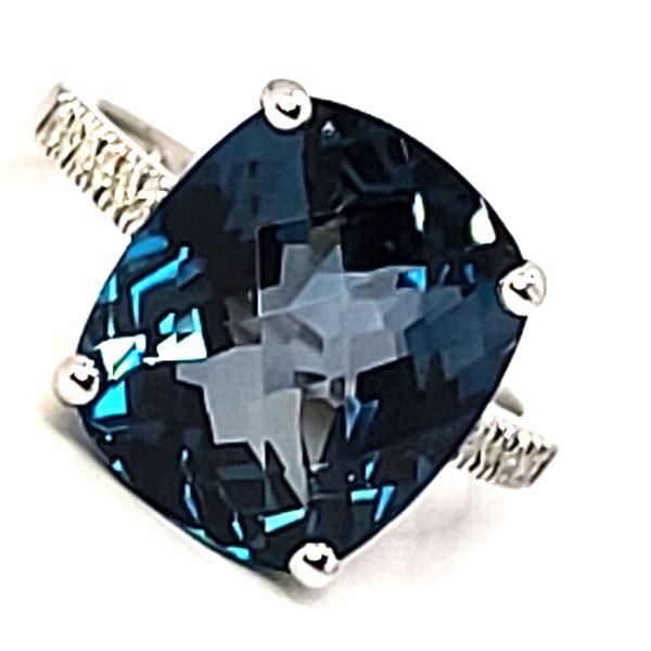 Cushion-Cut London Blue Topaz and Diamond Ring