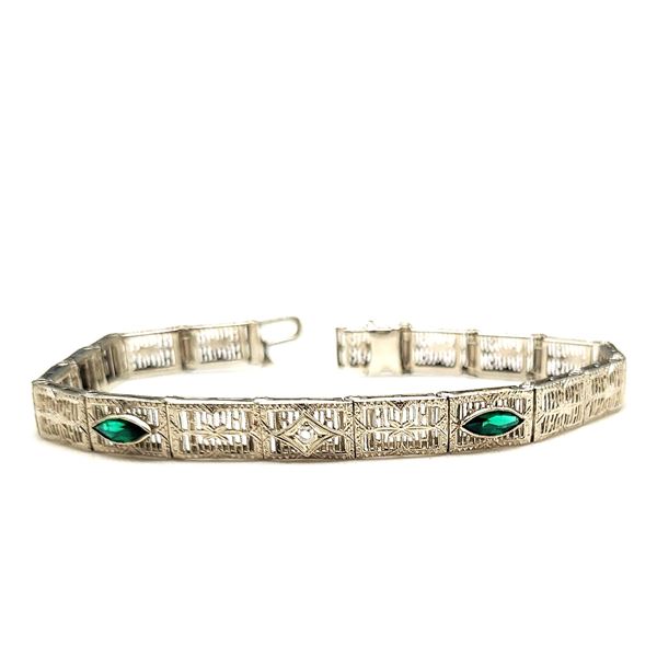 Edwardian-era 14K White Gold Filigree Bracelet