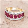 Image 3 : Genuine Ruby & Natural Diamond Tapered Band, Ring