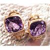 Image 1 : Cushion-Cut Amethyst and Diamond Earrings