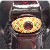 Image 4 : Red Tourmaline Dome Ring w/Multi-Color Tourmaline Shoulders