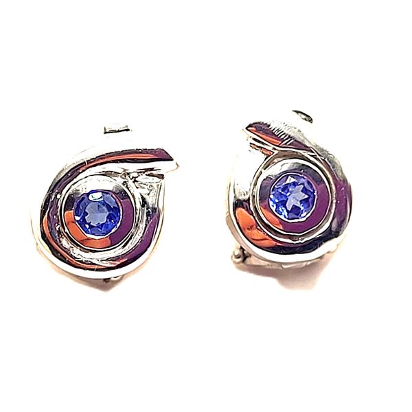 14K Awareness Ribbon-Wrapped Tanzanite Earrings