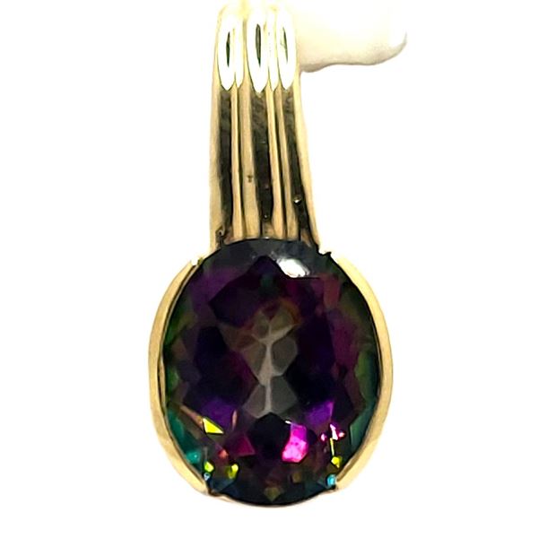 Large Bezel-Set Green Mystic Topaz Pendant