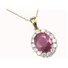 Image 6 : 2.00 CT Burma Ruby and Diamond Halo Necklace 18K