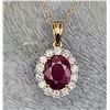 Image 9 : 2.00 CT Burma Ruby and Diamond Halo Necklace 18K