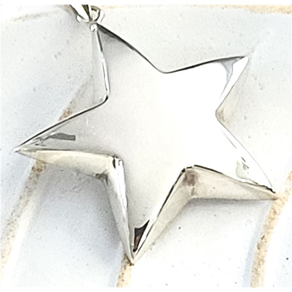 Vintage Sterling Silver Puffed Star Pendant 2"