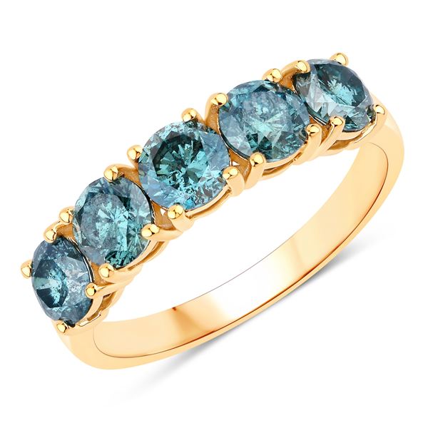 Enchanting Genuine Blue Diamond Band, Ring 1.83CTW