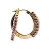 Image 3 : 14K Yellow Gold 3/4" Pink Sapphire Hoops