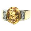 Image 1 : Bezel-Set Honey-Colored Citrine and Diamond Ring