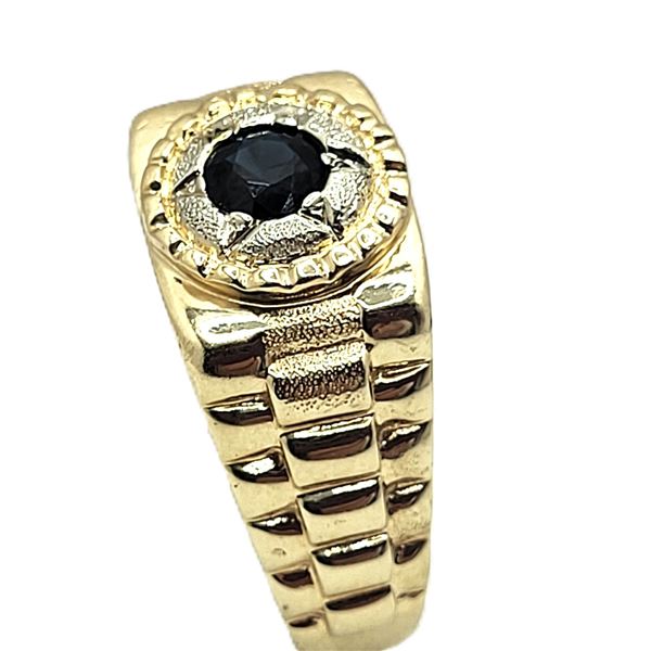 Man's Blue Sapphire Ring with Jubilee Shoulders