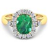 Image 2 : Cushion-Cut Zambian Emerald and Diamond Halo Ring