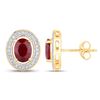 Image 2 : Genuine Ruby and Natural Diamond Halo Earrings