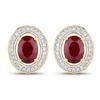 Image 3 : Genuine Ruby and Natural Diamond Halo Earrings