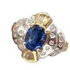 Image 2 : Contemporary Blue Sapphire and Diamond 2-Tone Ring