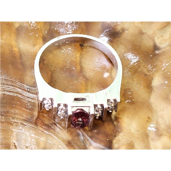 Color Changing Garnet & Diamond Ring