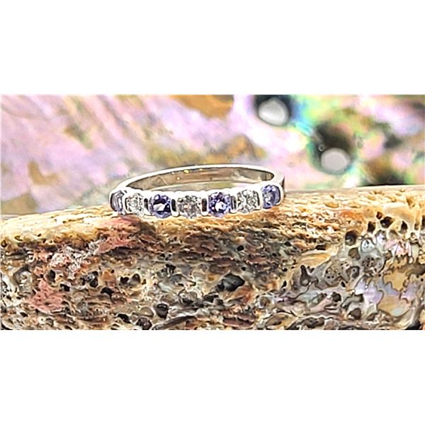 Tanzanite and Diamond Band in Platinum